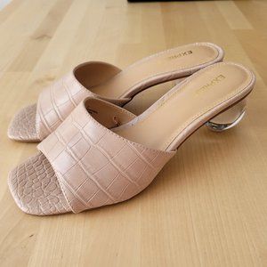 Express Nude Croc Crystal Ball Heel Slides Sandals